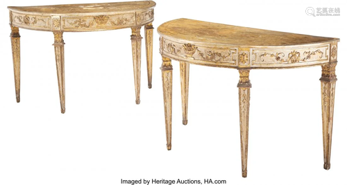 63249: A Pair of Italian Neoclassical Carved Giltwood D