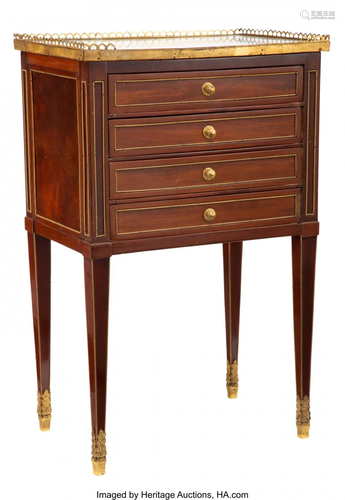 63128: A Louis Moreau Mahogany Chiffoniere with Marble