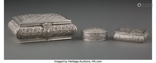 63085: A Group of Three Silver Boxes, possibly Iranian,