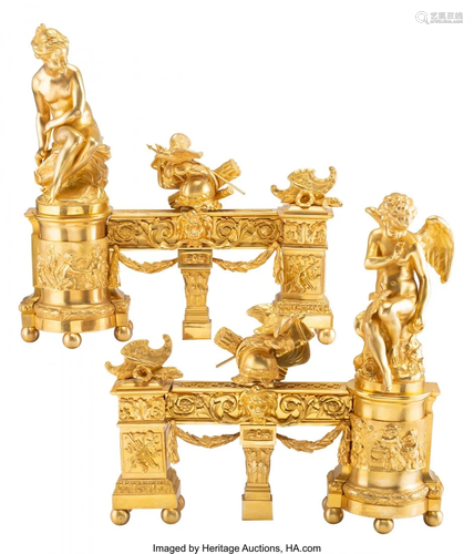 63007: A Pair of French Napoleon III Gilt Bronze Figura