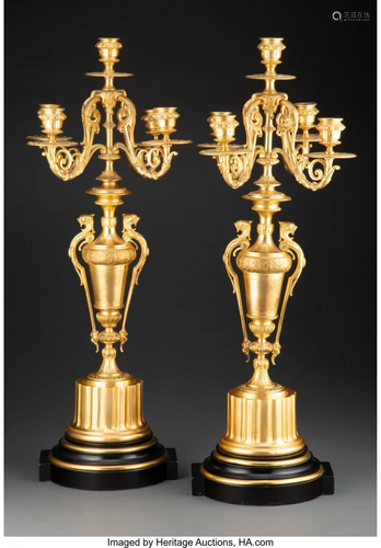 63034: A Pair of Renaissance Revival Gilt Bronze Five-L