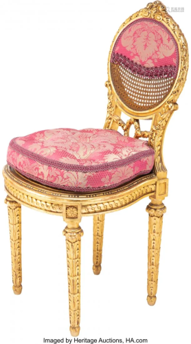 63009: A Louis XVI-Style Carved Gilt Wood and Caned Bal