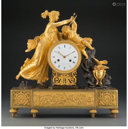 63003: A Jean-Simon Deverberie Gilt Bronze Mantel Clock