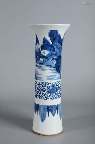 A Porcelain Blue&White Landscape Vase