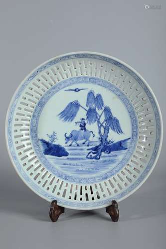 A Porcelain Blue&White Figure-Story Plate