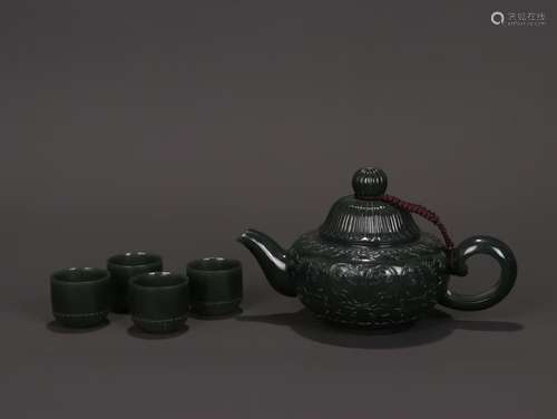 Set Of Jasper Teapot And Cups