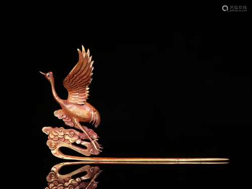 Gilt Silver Crane Pattern Hairpin