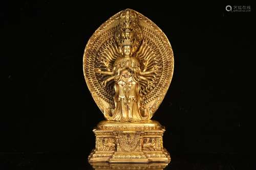 A Gilt Bronze Guanyin Statue