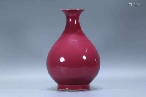 A Porcelain Red Glazed Yuhuchunping Vase