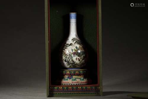 A Porcelain Enameled Landscape Vase