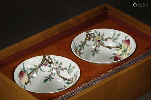 Pair Of Porcelain Famille Rose Bowls