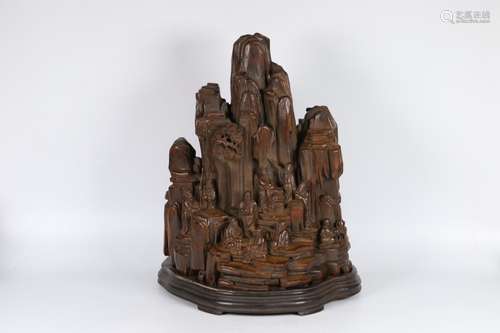 An Agarwood Mountain Shaped Ornament