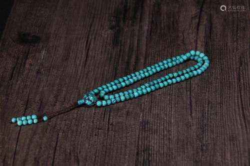 A Tibetan Turquoise Stone 108-Bead Rosary