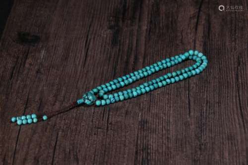 A Tibetan Turquoise Stone 108-Bead Rosary
