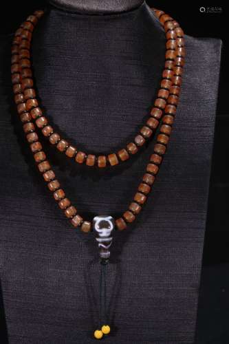 A Tibetan Agate 108-Bead Rosary
