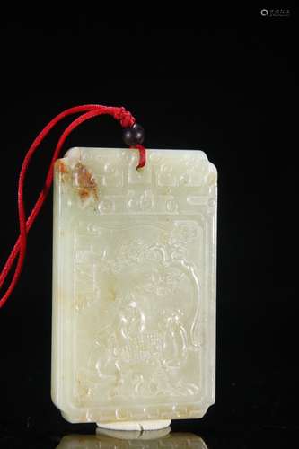 A Hetian Jade Story Carved Pendant