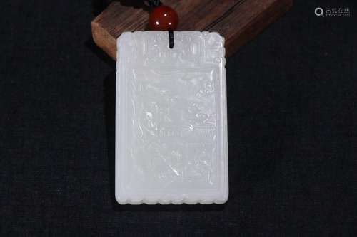 A Hetian Jade Story Carved Pendant