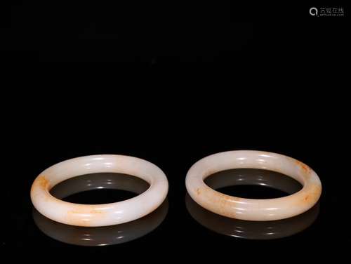 Pair Of Hetian Jade Bangles