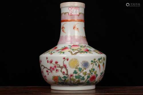 A Porcelain Famille Rose Floral Vase