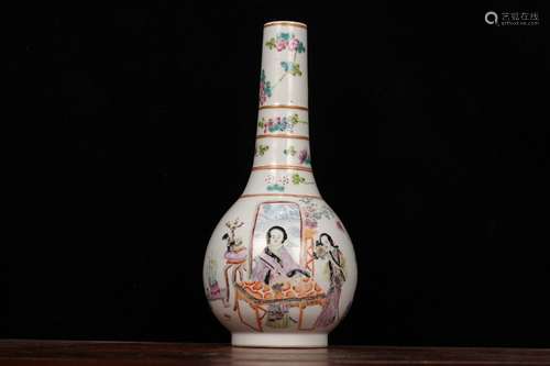 A Porcelain Figure Long-Neck Vase