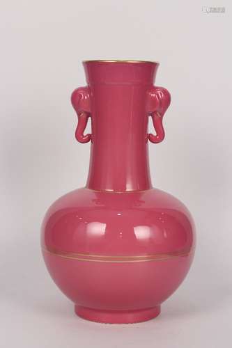 A Porcelain Red Glazed Ear-Vase