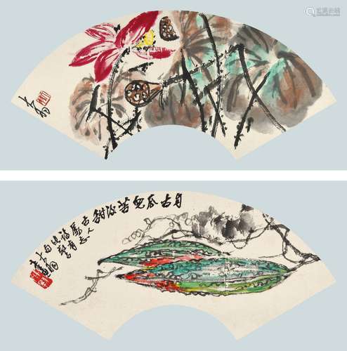 陈大羽(1912-2001) 花果扇面册