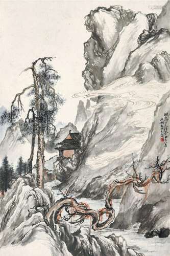 李上达(1885-1949) 云深山径幽 甲子（1924年）作