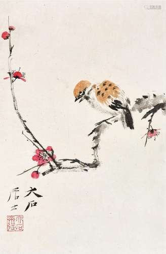 唐云(1910-1993) 红梅鸣雀