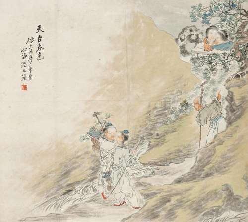 沈心海(1855-1945) 天台春色
