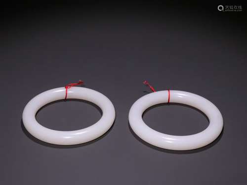 Pair Of Hetian Jade Bangles