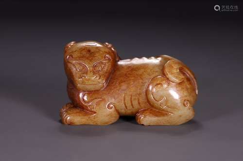 A Hetian Jade Beast Carved Ornament