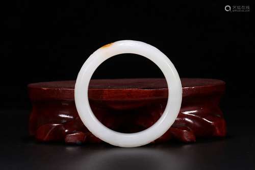 A Hetian Jade Story Carved Bangle