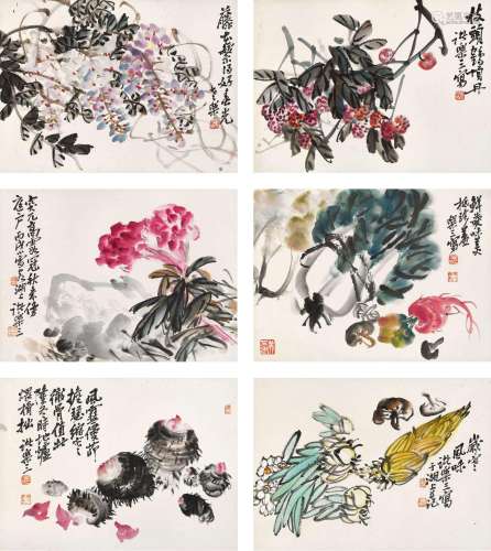 诸乐三(1902-1984) 繁花鲜蔬册 丙戌（1946年）作