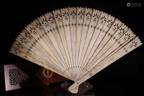 An Agarwood Folding Fan Ornament