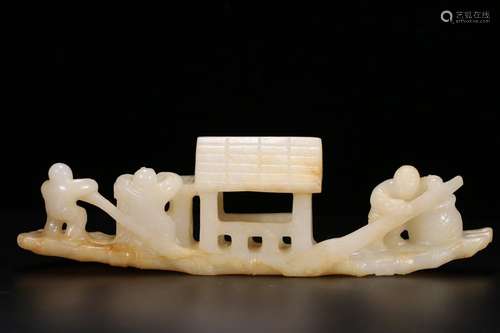 A Hetian Jade Ship Ornament