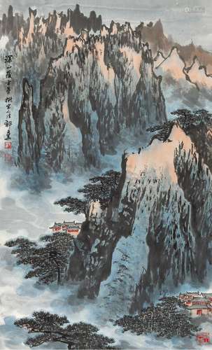 郁文华(1921-2014) 深山藏古寺