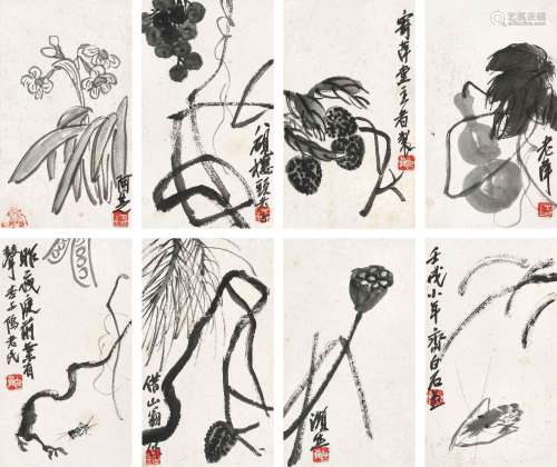 齐白石(1864-1957) 花果虫趣册 壬戌小年（1923）作