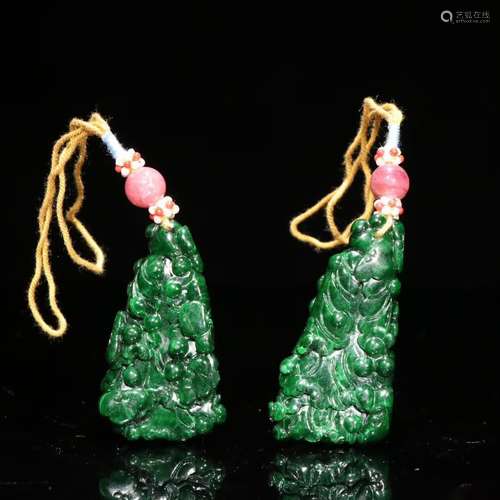 Pair Of Jadeite Cabbage Pendants