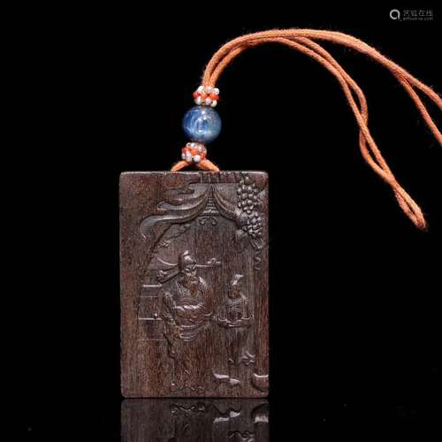 An Agarwood Story Carved Pendant