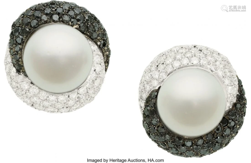 55186: South Sea Cultured Pearl, Diamond, Colored Diamo