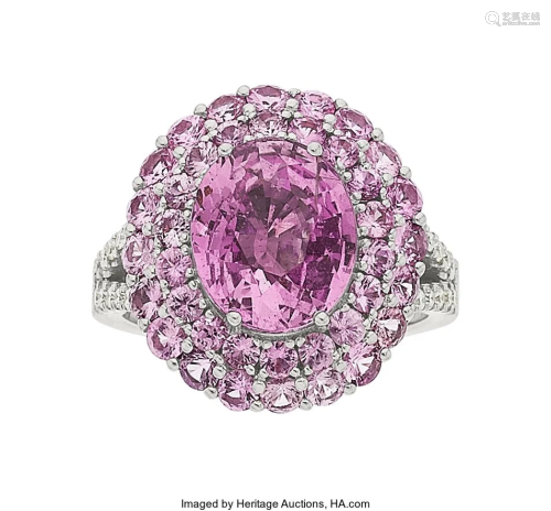 55159: Pink Sapphire, Diamond, White Gold Ring The rin