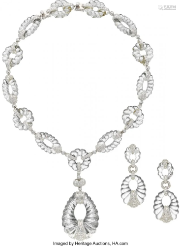 55150: Diamond, Rock Crystal Quartz, White Gold Jewelry