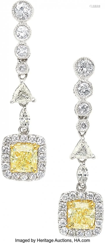 55252: Colored Diamond, Diamond, White Gold Earrings, M