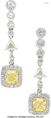55252: Colored Diamond, Diamond, White Gold Earrings, M