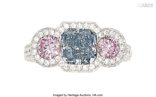 55187: Colored Diamond, Diamond, Platinum Ring The ri