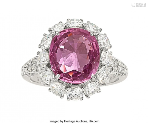 55352: Pink Sapphire, Diamond, White Gold Ring The rin