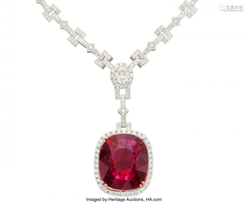 55271: Tourmaline, Diamond, Rose Gold Necklace, Michael