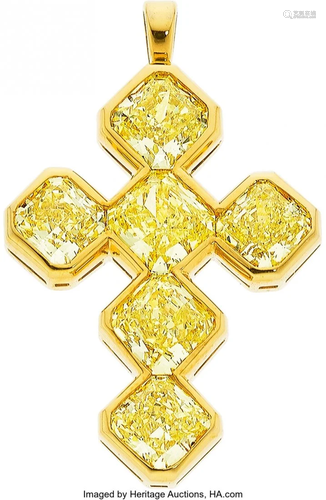 55281: Fancy Yellow Diamond, Gold Pendant The cross pe