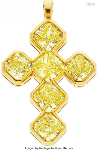 55281: Fancy Yellow Diamond, Gold Pendant The cross pe