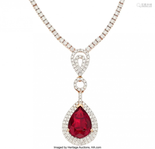 55257: Fire Opal, Diamond, Rose Gold Necklace, Michael